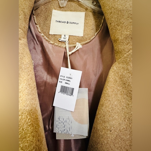 NWT Thread & Supply size s camel double-breasted pea coat PRICED TO SELL - Picture 7 of 9